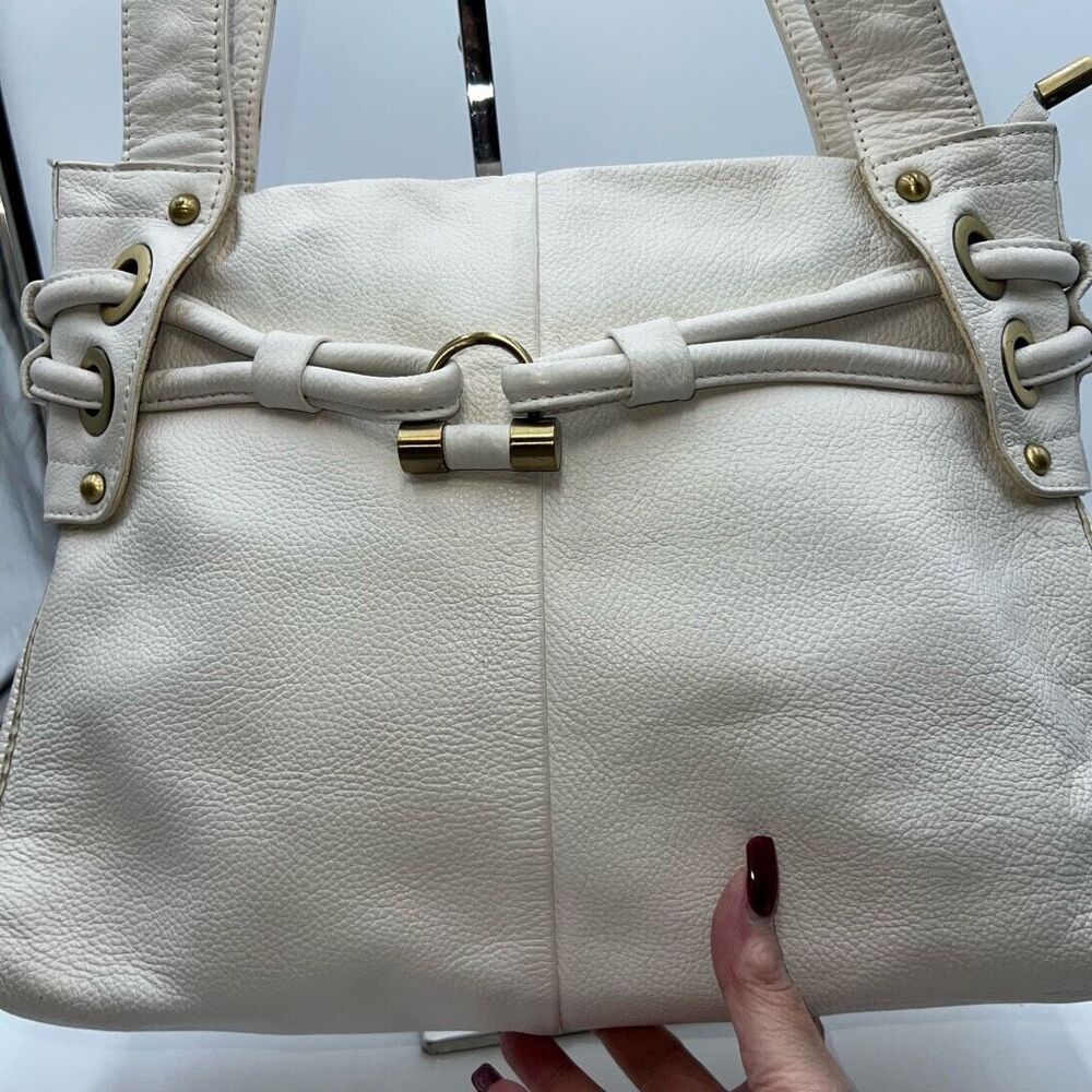 Vera Pelle Vintage White Leather Shoulder **See  description and pics - Picture 3 of 13